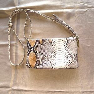 Caroline Hill Liz Convertible Adjustable Crossbody/Wristlet Neutral Snake Print